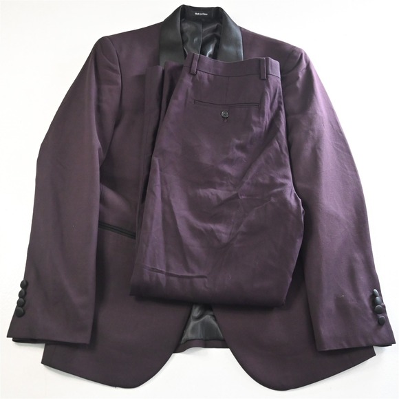 Egara 38R 34x30 Purple Shawl Lapel Slim Mens Jacket Pants Tuxedo